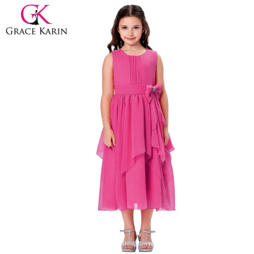 Grace Karin asymmetrische gekräuselte Chiffon Blumenmädchen Prinzessin Brautjungfer Hochzeit Festzug Partei Kleid CL010426-1